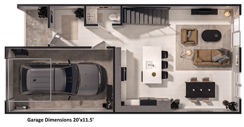 Floor plan for 3 beds, 2.5 baths, 1415 sqft